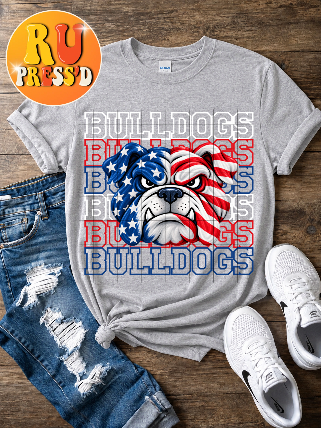 Patriotic Bulldog Face